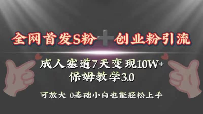 全网首发s粉加创业粉引流变现，成人用品赛道7天变现10w 保姆教学3.0-白马科技