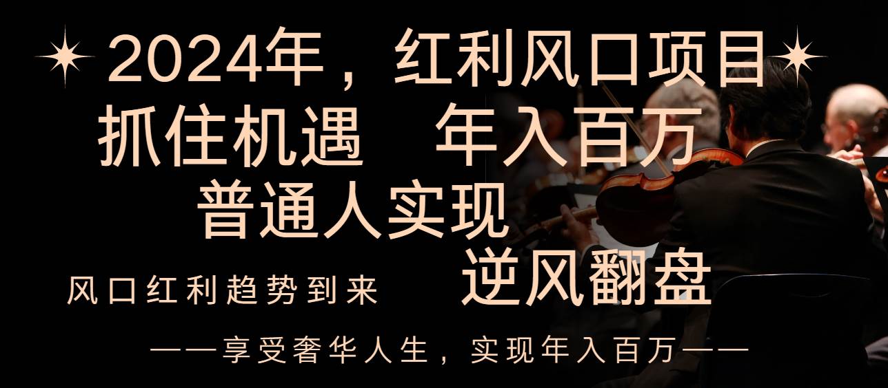 2024红利风口项目来袭，享受第一波红利，逆风翻盘普通人也能实现，年入百万-白马科技