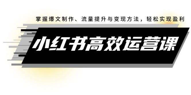 小红书高效运营课：掌握爆文制作、流量提升与变现方法，轻松实现盈利-白马科技