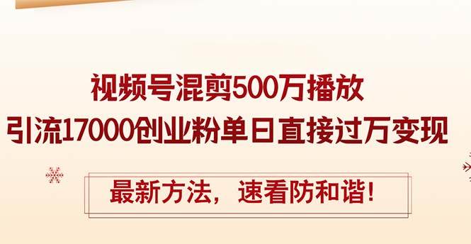 精华帖视频号混剪500万播放引流17000创业粉，单日直接过万变现，最新方…-白马科技